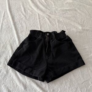 Forever 21 Y2K Paper Bag Waist Black Denim Shorts S 90’s
